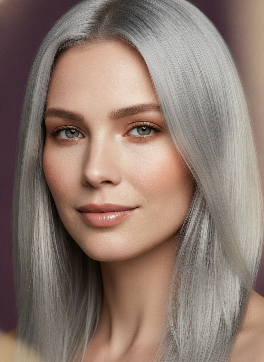Nachher: weiches, kühles Aschblond mit Balayage – gleichmäßig und gepflegt nach der Korrektur.